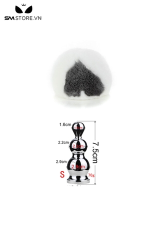 SMT060 - butt plug đuôi thỏ cosplay phích cắm mông 3 tầng dài 7.5 cm