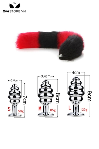 SMT047 - butt plug cosplay đuôi cáo 4 khúc với phích hình xoắn ốc