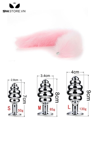 SMT045 - Đuôi cáo cosplay 1 màu với phích xoắn ốc inox có 3 size