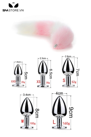 SMT043 - butt plug đuôi cáo cosplay 4 khúc và phích cắm hậu môn trơn