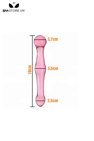 SMT096 - Butt plug thủy tinh màu hồng hình thoi dài 19cm