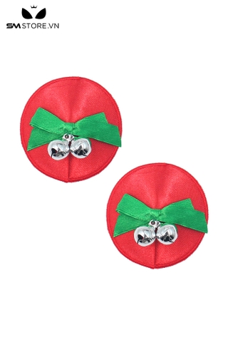 SMP176 - Miếng dán trang trí hình tròn nơ xanh chuông bạc Noel