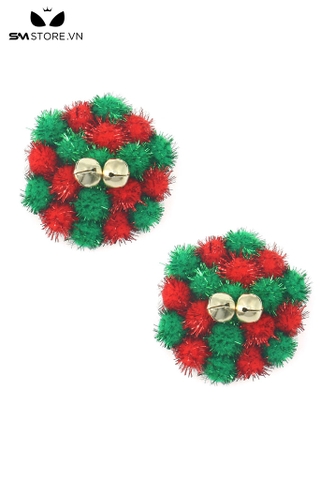 SMP177 - Miếng dán trang trí hình vòng hoa Noel đỏ xanh có chuông