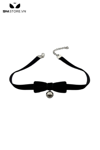 SMP207 - Choker nữ gắn nơ mix chuông bằng nhung có nấc chỉnh