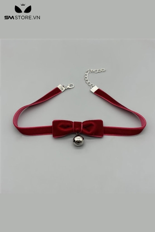 SMP207 - Choker nữ gắn nơ mix chuông bằng nhung có nấc chỉnh