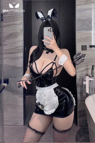SMS905 - Trang phục thỏ cosplay với áo 2 dây và váy hở mông