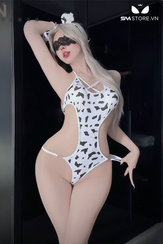 SMS917 - Bodysuit 1 mảnh cosplay bò sữa khoét eo hở lưng gợi cảm