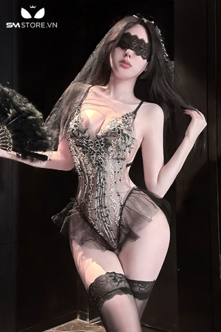 SMS932 - Trang phục cosplay cô dâu gợi cảm xuyên thấu hở lưng