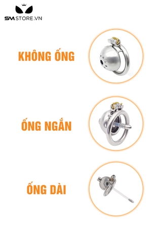 SMT168 - Khóa dương vật inox kèm ống dẫn, 9 phiên bản tùy chọn
