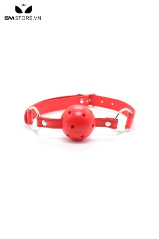 SMT208 - ball gag khóa miệng có lỗ thiết kế dây da quai gài