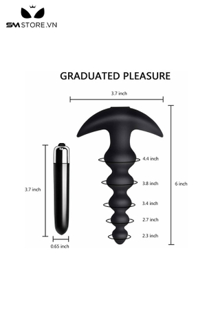 SMT3064 - Anal bead có thanh rung tháo rời dài 15cm bằng silicon