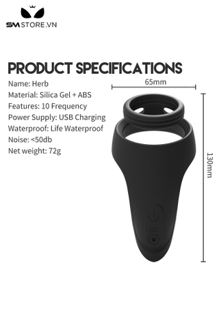 SMT3067 - Vòng rung đeo gốc dương vật có 10 tần số dài 13cm