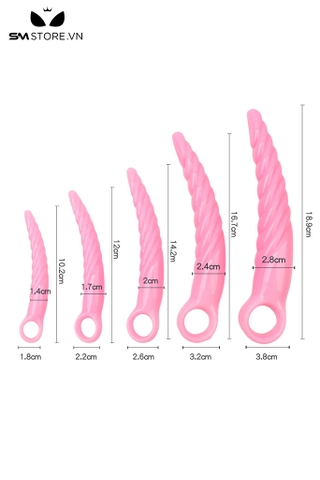 SMT3083 - Đồ chơi hậu môn hình lưỡi liềm và xoắn ốc có 5 size