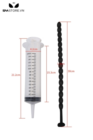 SMT3089 - Đồ chơi niệu đạo silicon chuỗi hạt gắn ống tiêm dài 30cm