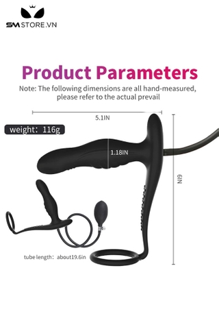 SMT3101 - Anal pump kèm vòng đeo dương vật bằng silicon dài 50cm