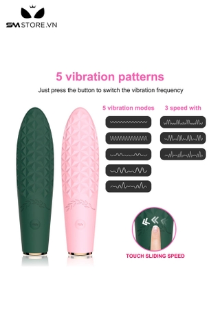 SMT3139 - Máy rung âm vật silicon có 9 tần số họa tiết hoa văn dài 14cm