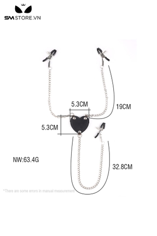 SMT3176 - Kẹp ti và âm vật thiết kế 3 đầu có hình trái tim đặc ở giữa
