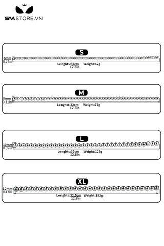 SMT3199 - Sounding inox niệu đạo dạng chuỗi hạt dài 32cm có 4 size