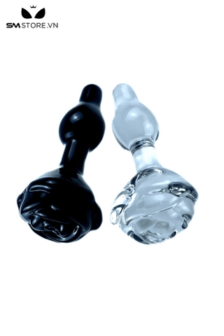 SMT3239 - Butt plug bằng thủy tinh có đế hình bông hoa dài 10,5cm