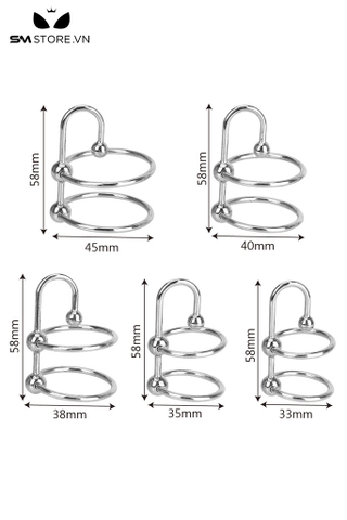 SMT3241 - Vòng đôi đeo cu inox có bi nổi bằng thép không gỉ có 5 size
