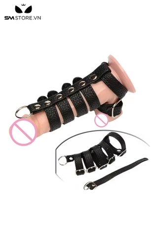 SMT3245 - Vòng đeo dương vật da PU đính đinh tán có nấc điều chỉnh