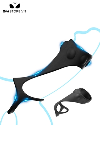 SMT3251 -  Vòng đeo dương vật đôi bằng silicon có bi nổi đầu