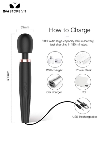 SMT3350 - Chày rung tình yêu silicon có 5 chế độ  sạc điện dài 30cm