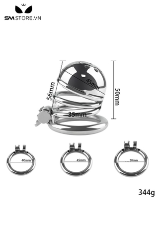 SMT3361 - Khóa dương vật inox không gỉ hình lò xo dài 5cm có 3 size