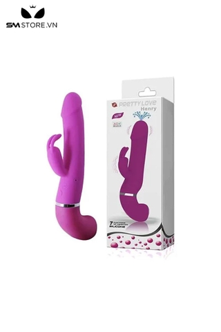SMT3369 - Máy rung Pretty Love đầu dương vật và tai thỏ mix phun nước