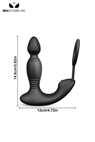 SMT3413 - Vòng rung dương vật kèm máy rung thụt đầu quả dâu dài 14.8cm