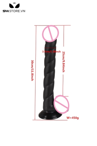 SMT3460 - Dương vật giả silicon hình xoắn ốc đế dính tường dài 30cm