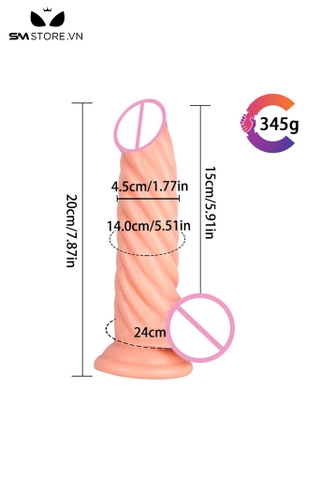 SMT3464 - Dương vật giả hít tường thiết kế hình xoắn ốc dài 20cm