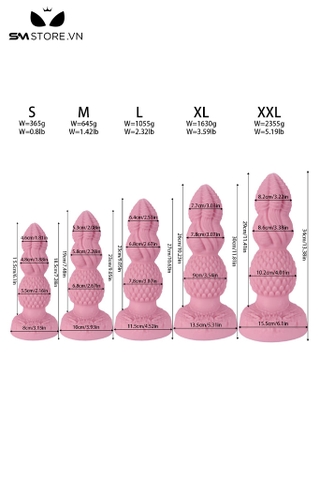 SMT3475 - Anal bead đế dính tường có 3 tầng dạng vân ngang và vẩy