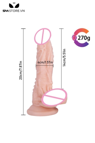 SMT3478 - Dương vật giả có gân gai nổi quanh đế dính tường dài 20cm