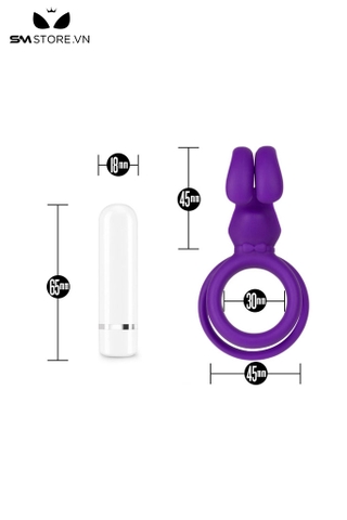 SMT3492 - Vòng đeo dương vật tai thỏ cong silicon có 9 chế độ sạc điện