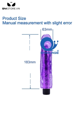 SMT3544 - Dương vật giả rung có gân nổi trong suốt dài 183mm