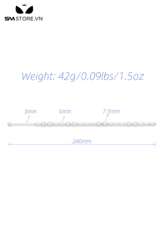 SMT3572 - Đồ chơi niệu đạo inox bi liền mix miếng dán dài 24cm