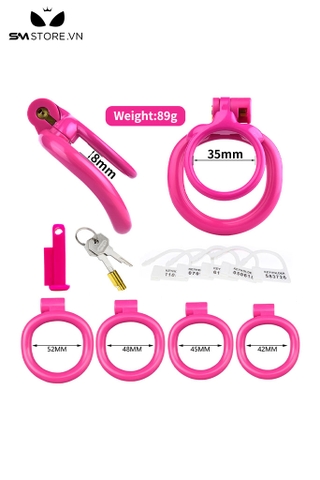 SMT3584 - Khóa dương vật bằng nhựa vòng tròn kèm 4 vòng đeo