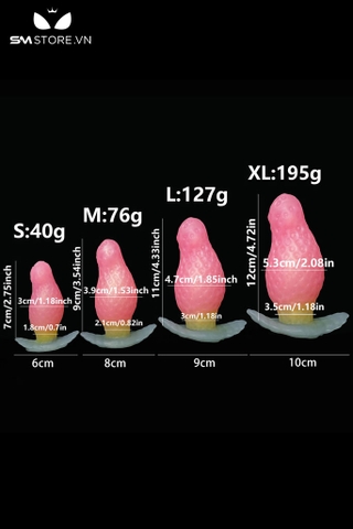 SMT3668 - Butt plug ngụy trang quả dâu tây đế cong dài 7,9,11 và 12cm