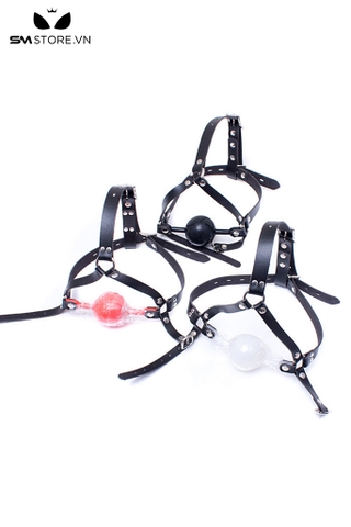 SMT3686 - Ball gag silicon bóng trơn có đai qua đầu điều chỉnh kích cỡ