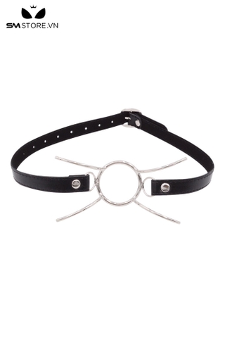 SMT3698 - Đồ chơi bịt miệng ring gag inox hình nhện mix dây da dài 65cm