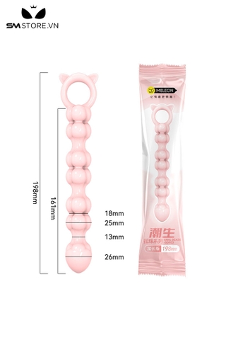 SMT3705 - Anal bead silicon mềm có tay cầm tai thỏ với 4 tầng chuỗi hạt