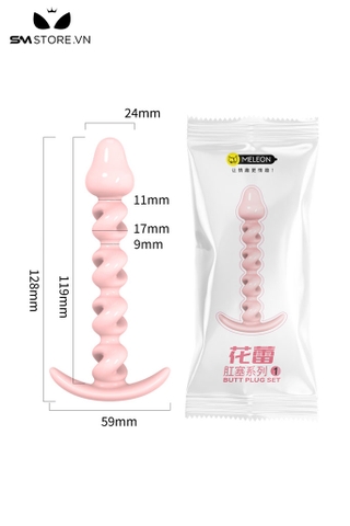 SMT3710 - Anal beads ngụy trang hình nụ hoa silicon xoắn ốc đế cong