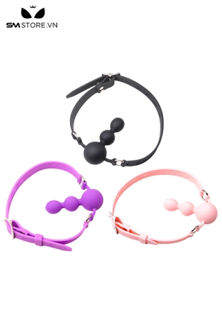 SMT3755 - Ball gag 3 tầng dài 9,6cm có quai đeo silicon mềm co giãn