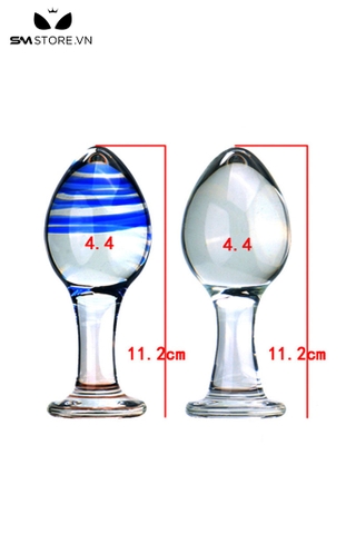 SMT3762 - Butt plug thủy tinh tròn trơn trong suốt đường kính 4.4cm