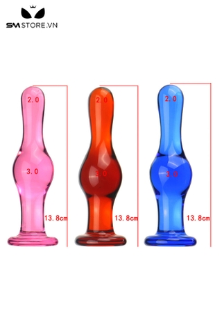 SMT3764 - Butt plug hậu môn trong suốt đầu tròn nhọn dài 13.8cm
