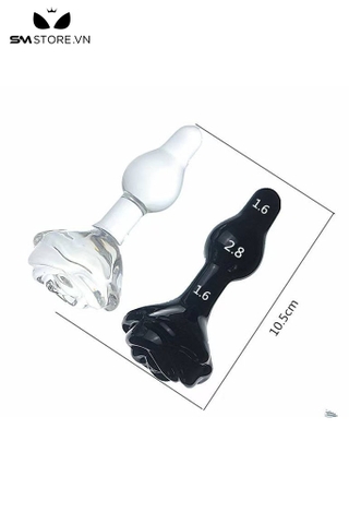 SMT3765 - Đồ chơi hậu môn với đế bông hoa thủy tinh dài 10.5cm