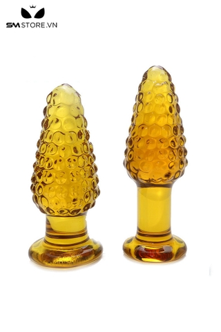 SMT3766 - Butt plug thủy tinh có bi nổi trong suốt dài 10.5 và 11.5cm