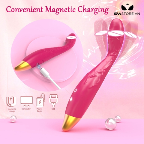 SMT3783 - Máy rung đầu dương vật dáng cong có 10 tần số dài 183mm