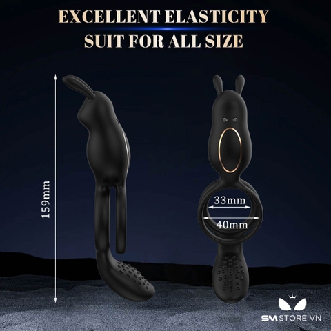 SMT3798 - Vòng đeo dương vật rung hình con thỏ có 9 chế độ dài 159mm